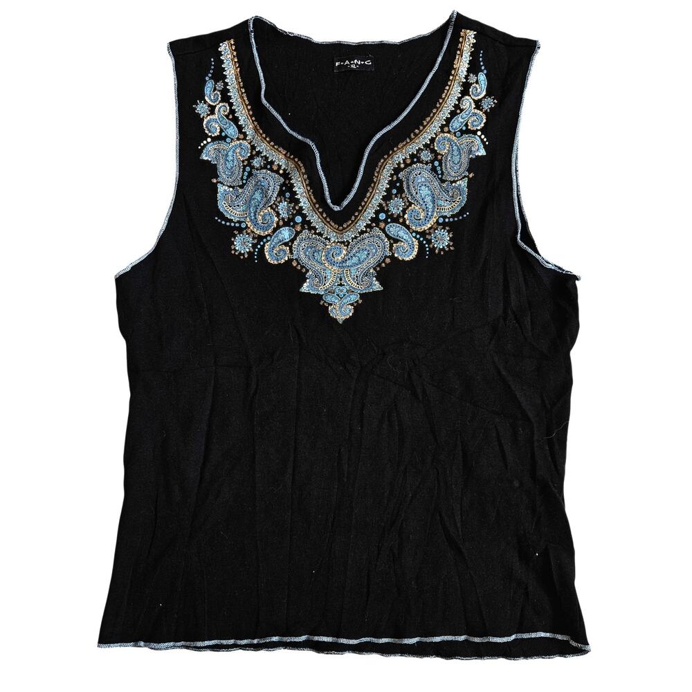 Y2k FANG Sleeveless Top Black Whimsigoth Fairycore- Size XL